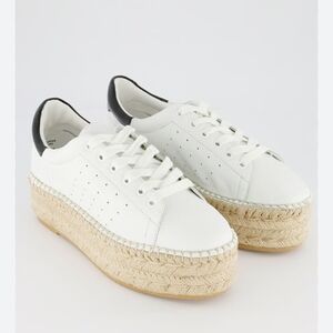 Steve Madden White Platform Espadrille Sneakers with Black Heel Counter